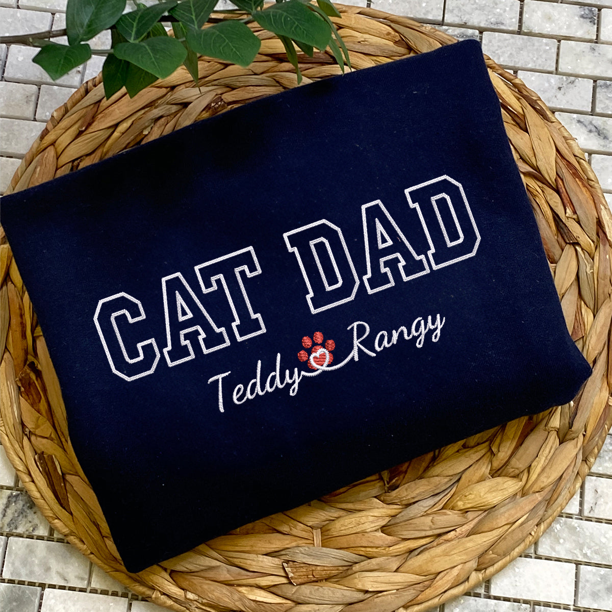 Custom Embroidered Cat Dad with Names Sweatshirt