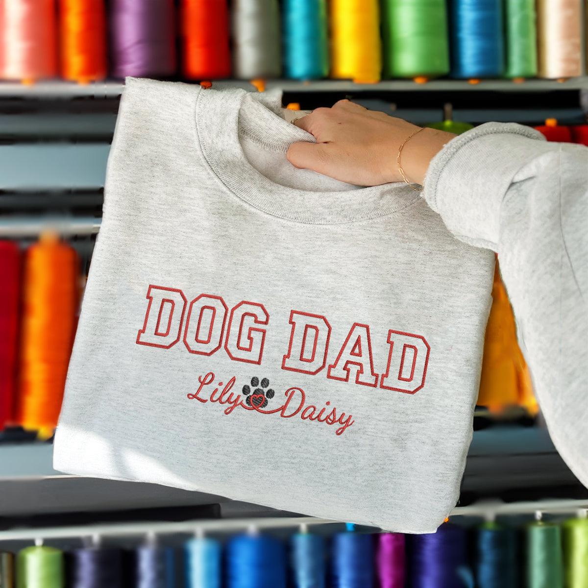 Custom Embroidered Dog Dad with Names Sweatshirt