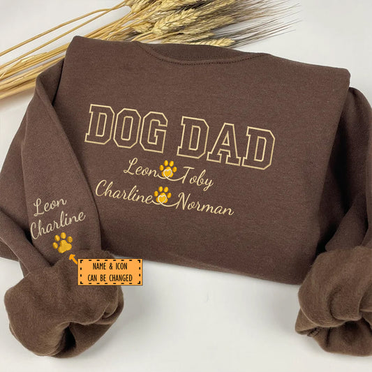 Custom Embroidered Dog Dad with Names Sweatshirt