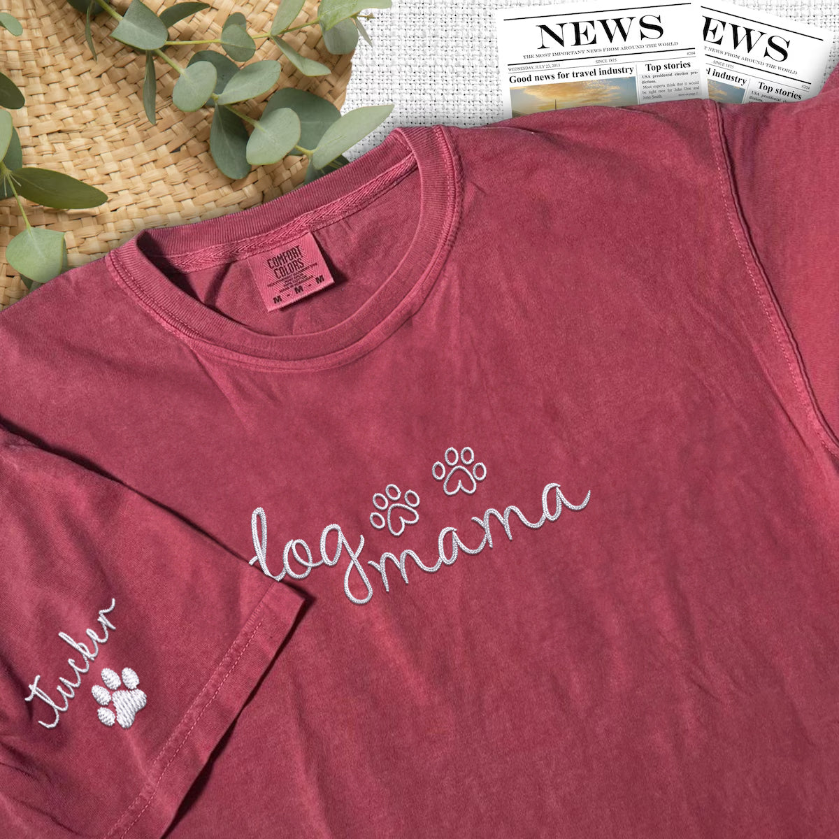 Custom Embroidered Dog Mama T-Shirt