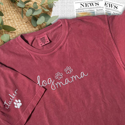 Custom Embroidered Dog Mama T-Shirt