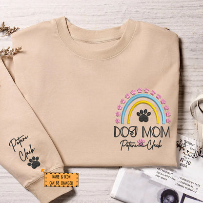 Custom Embroidered Dog Mom Rainbow with Names Sweatshirt