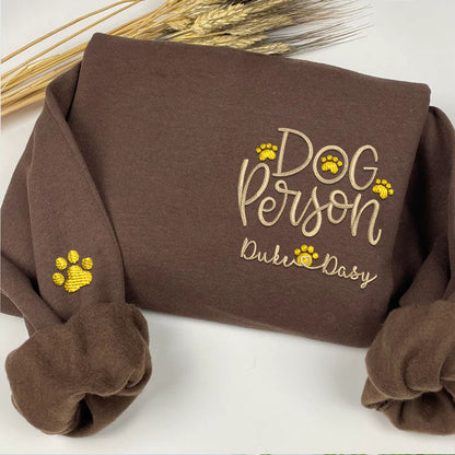 Custom Embroidered Dog Person with Dog Names Hoodie