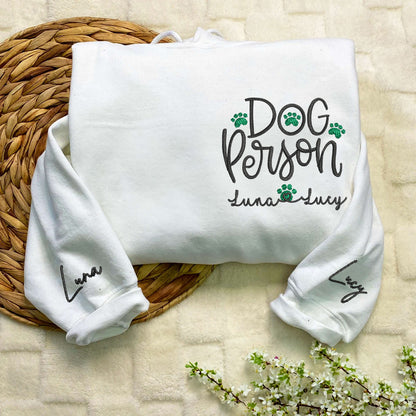 Custom Embroidered Dog Person with Dog Names Hoodie