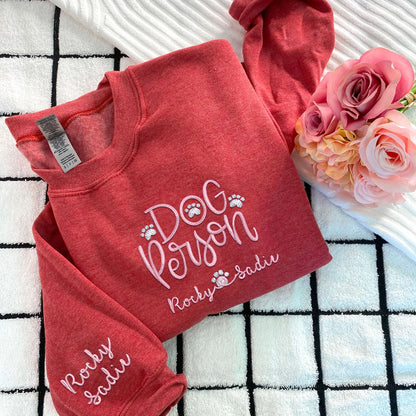 Custom Embroidered Dog Person with Dog Names Sweatshirt