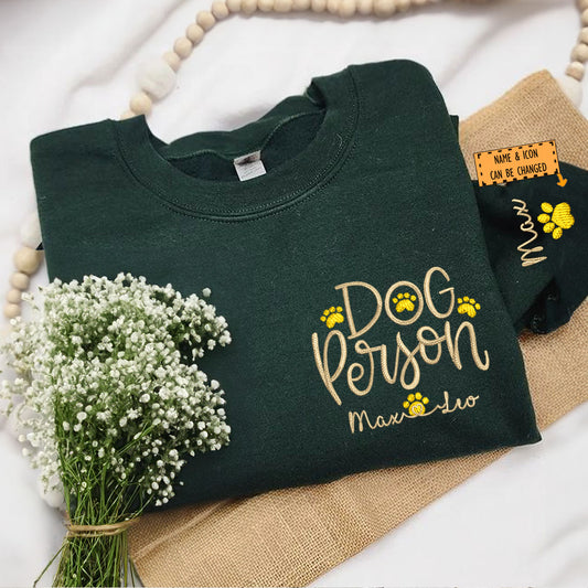 Custom Embroidered Dog Person with Dog Names Sweatshirt