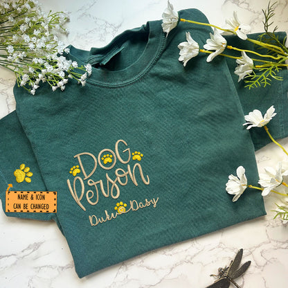 Custom Embroidered Dog Person with Dog Names T-Shirt