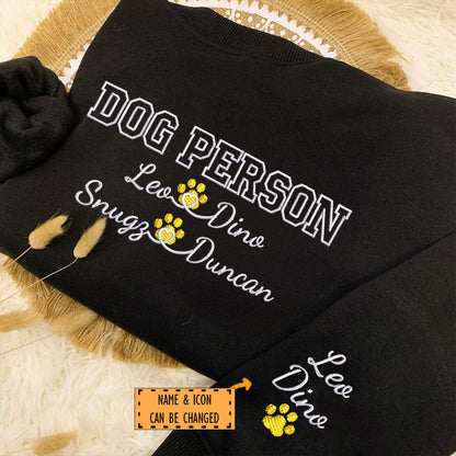 Custom Embroidered Dog Person with Names Sweatshirt