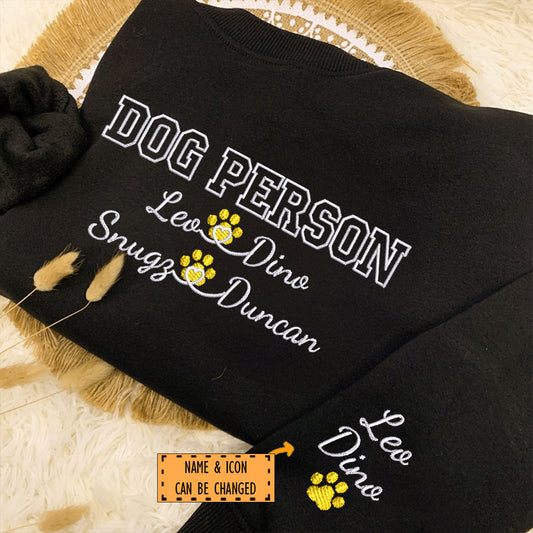 Custom Embroidered Dog Person with Names Sweatshirt