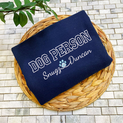 Custom Embroidered Dog Person with Names Sweatshirt