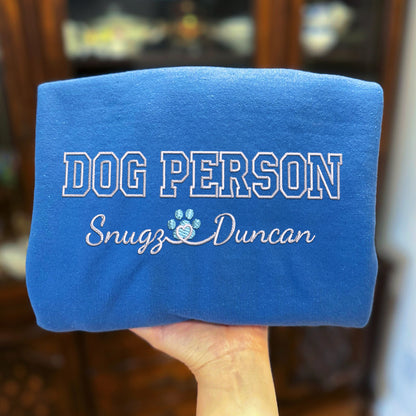 Custom Embroidered Dog Person with Names Sweatshirt