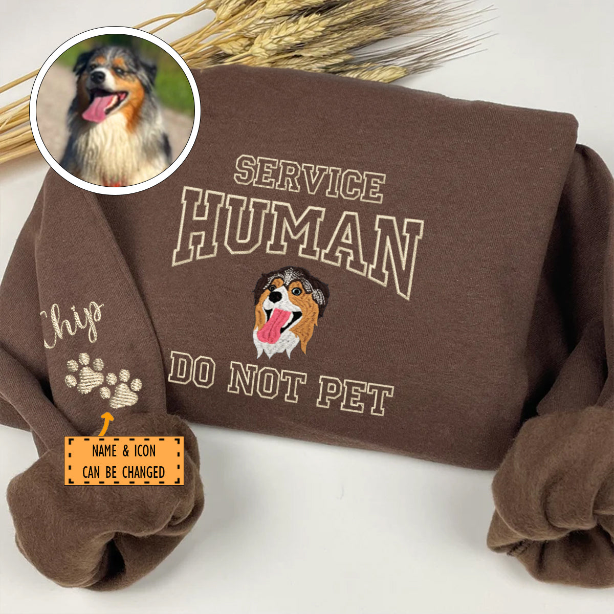 Custom Embroidered Dog Service Human Do Not Pet Hoodie