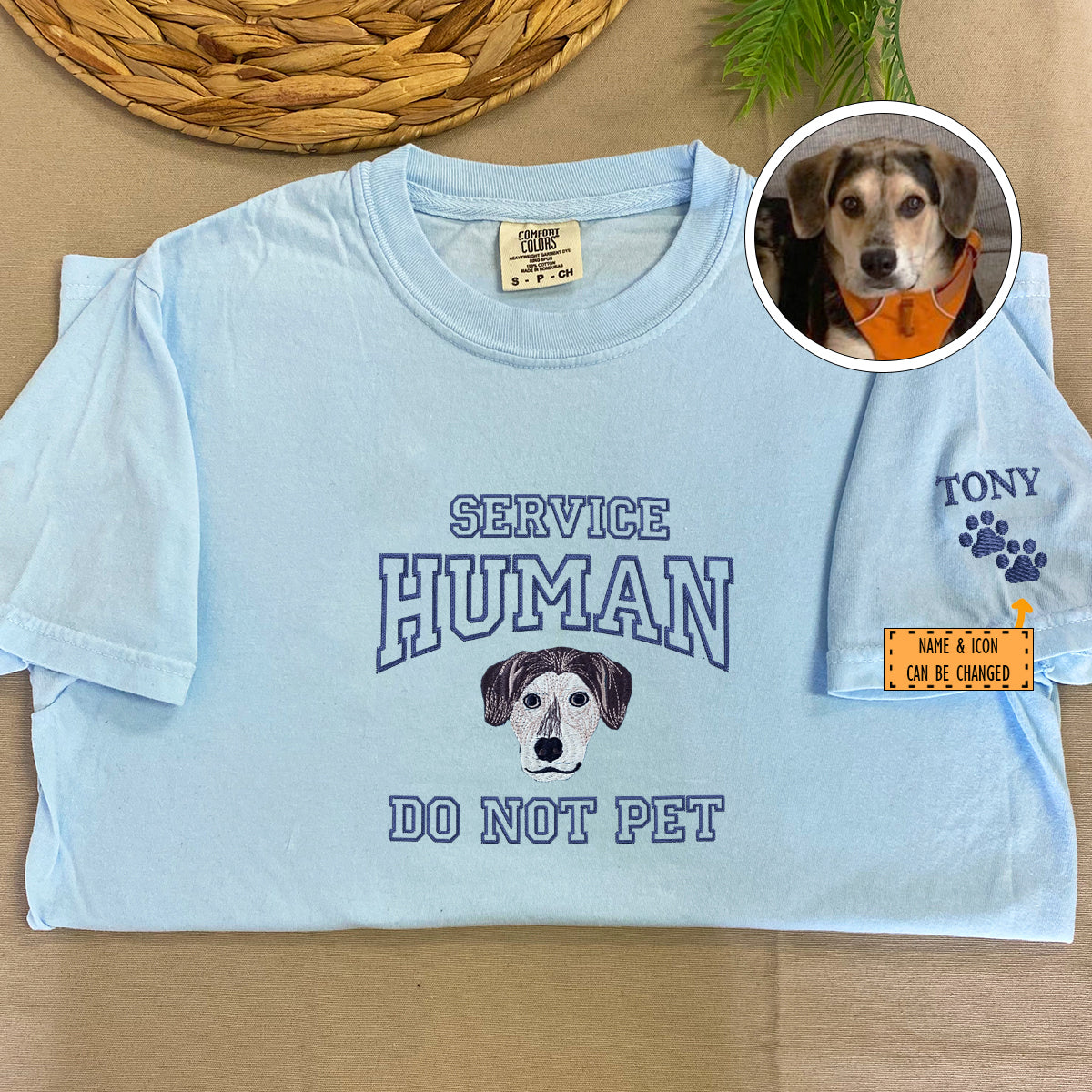 Custom Embroidered Dog Service Human Do Not Pet T-Shirt