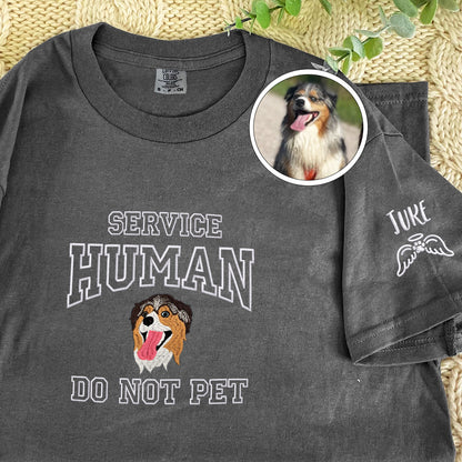 Custom Embroidered Dog Service Human Do Not Pet T-Shirt