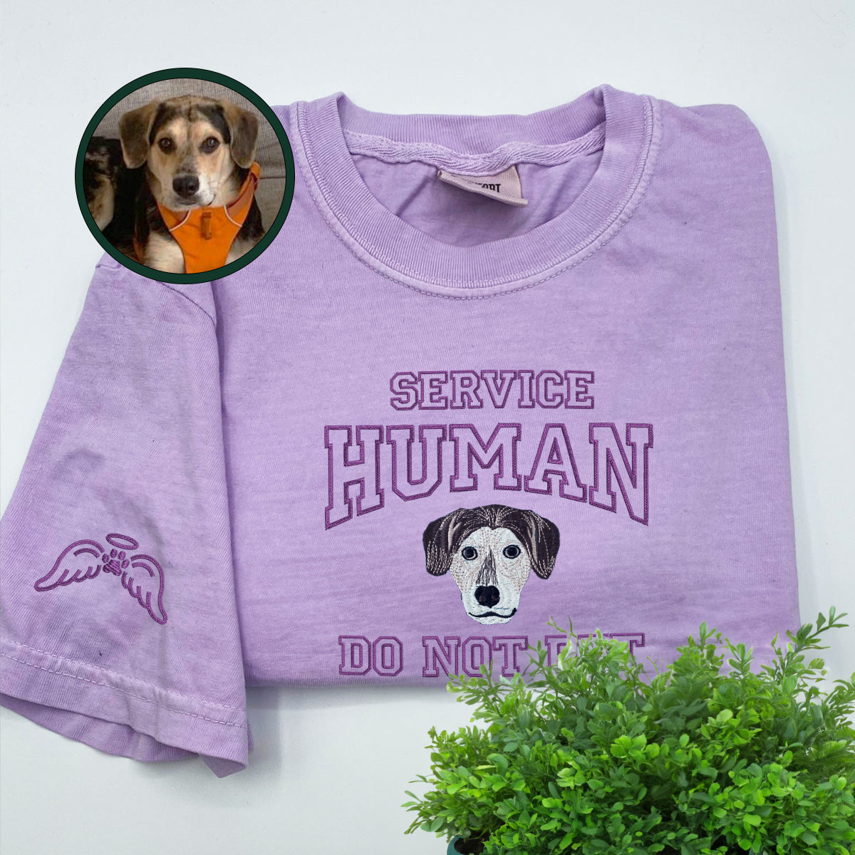 Custom Embroidered Dog Service Human Do Not Pet T-Shirt