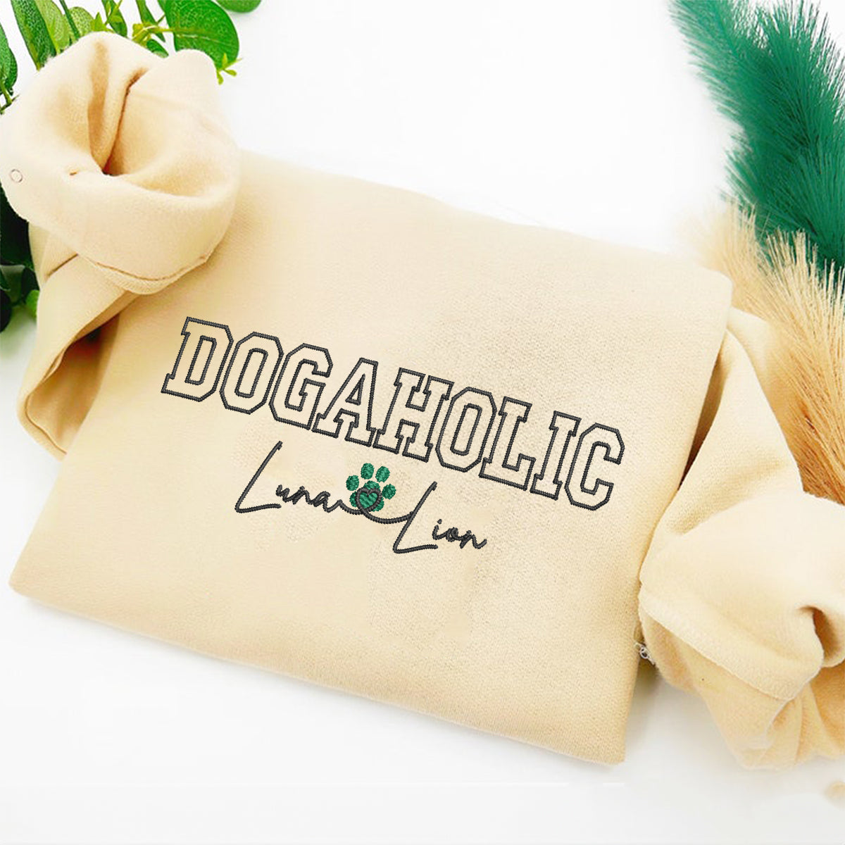 Custom Embroidered Dogaholic with Names Hoodie