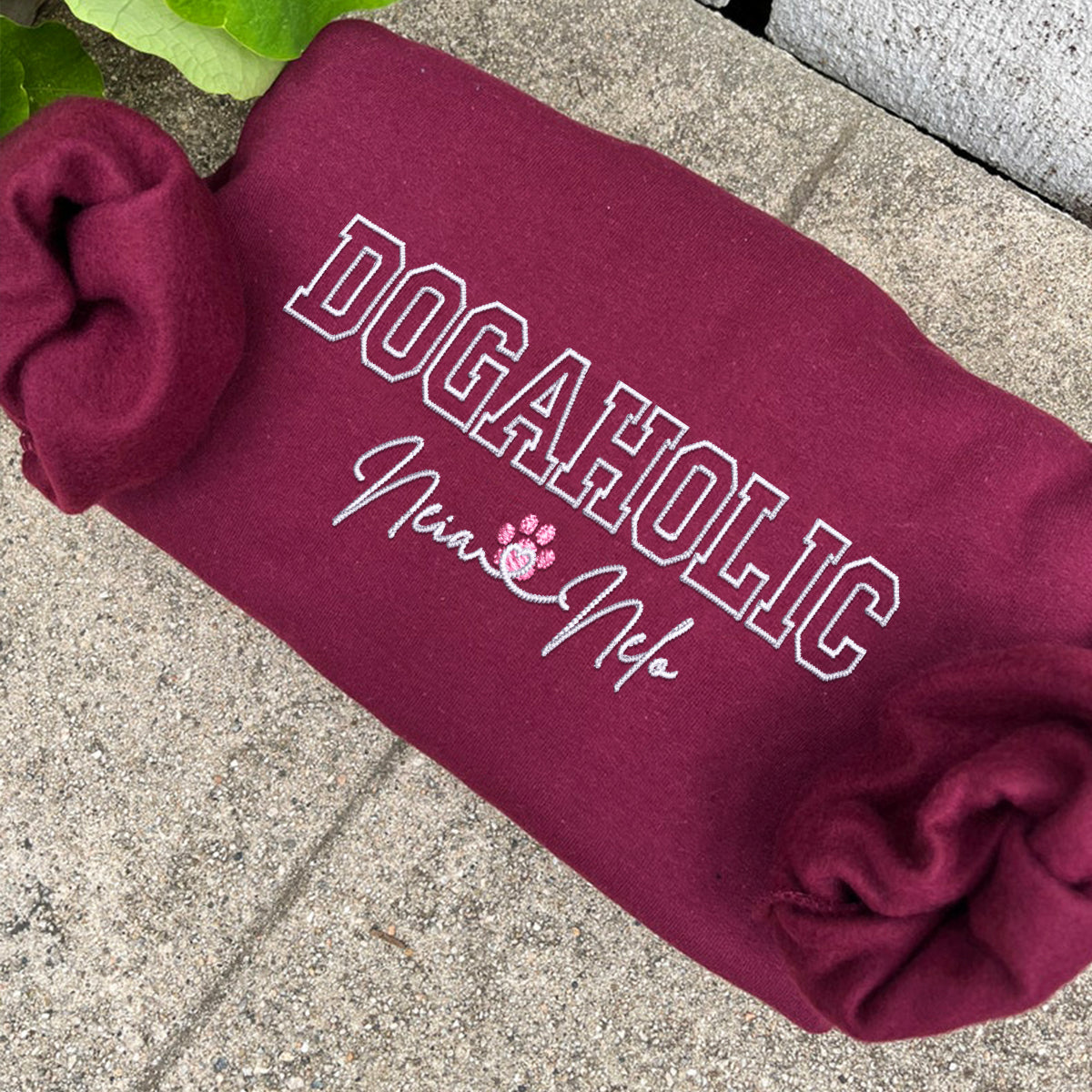 Custom Embroidered Dogaholic with Names Hoodie