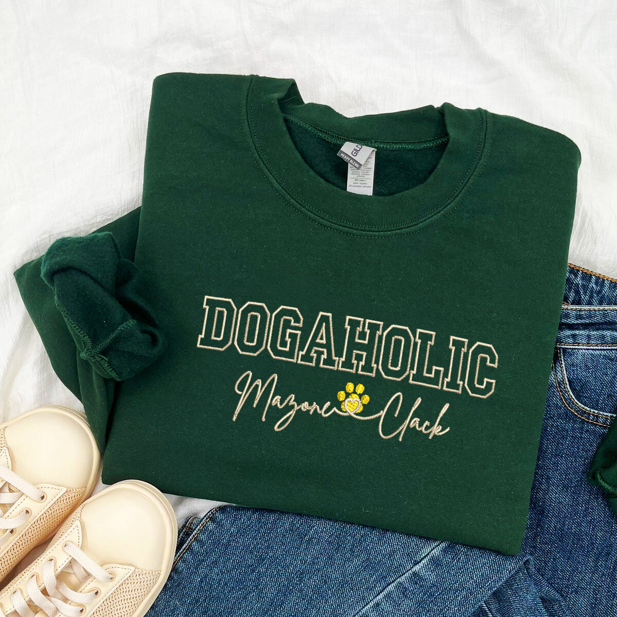 Custom Embroidered Dogaholic with Names Sweatshirt