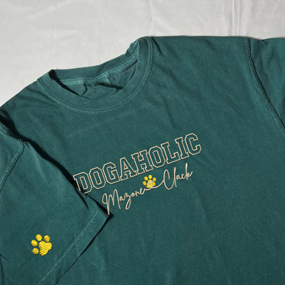 Custom Embroidered Dogaholic with Names T-Shirt