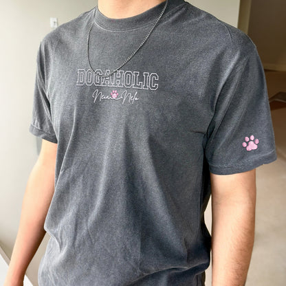 Custom Embroidered Dogaholic with Names T-Shirt