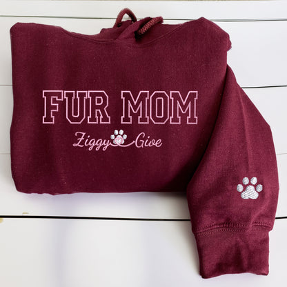 Custom Embroidered Fur Mom with Names Hoodie