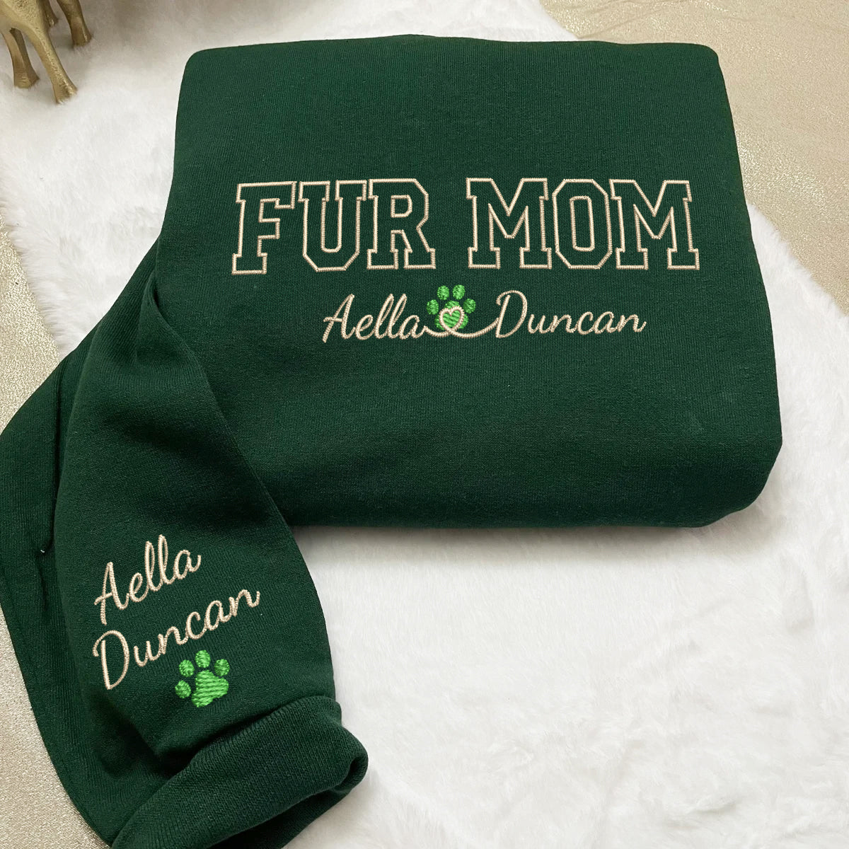 Custom Embroidered Fur Mom with Names Hoodie