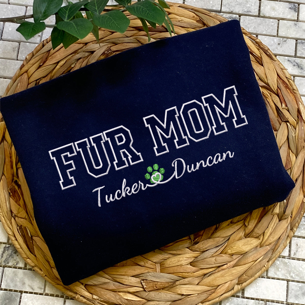 Custom Embroidered Fur Mom with Names Hoodie