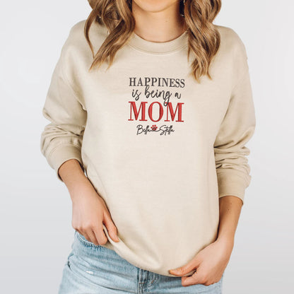 Custom Embroidered Happiness Is Being A Mom with Names Sweatshirt