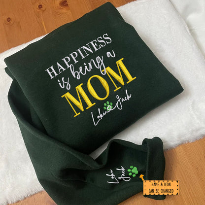 Custom Embroidered Happiness Is Being A Mom with Names Sweatshirt