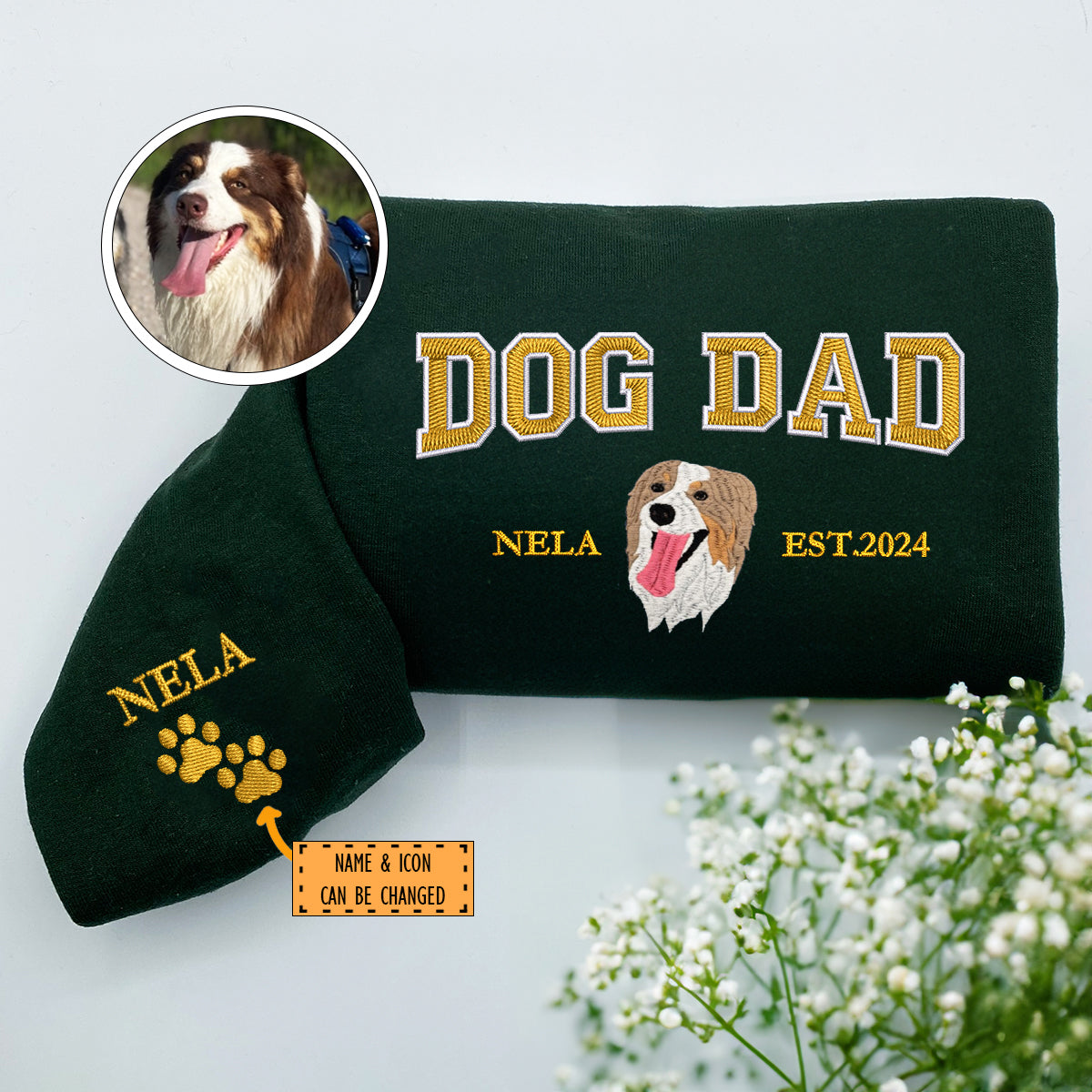 Custom Embroidered Varsity Dog Dad Hoodie