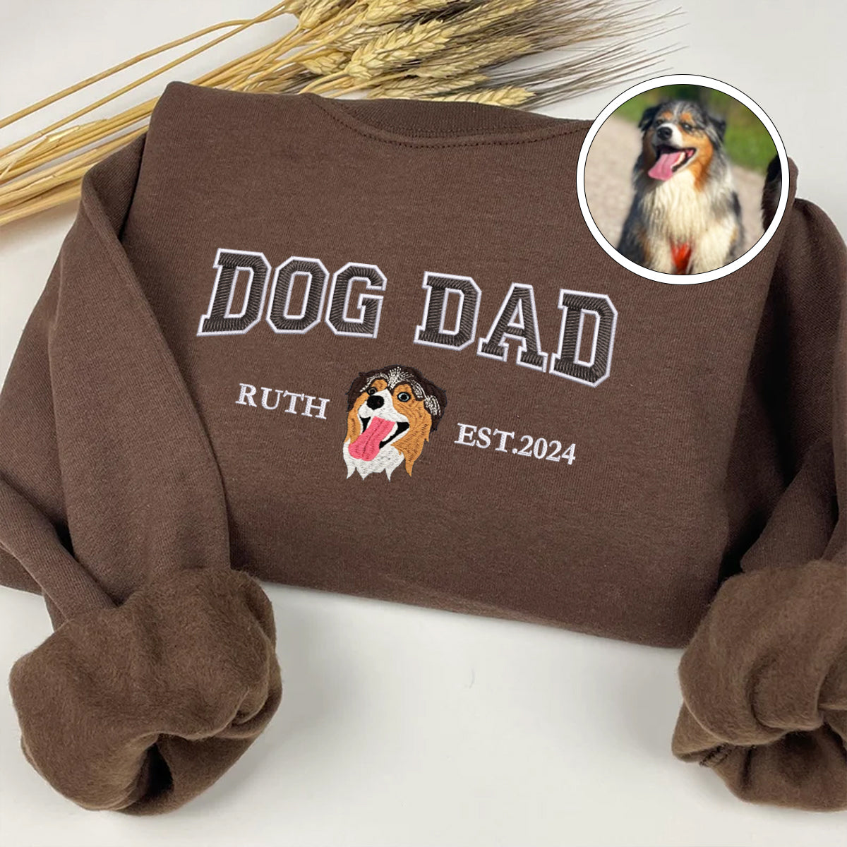 Custom Embroidered Varsity Dog Dad Hoodie