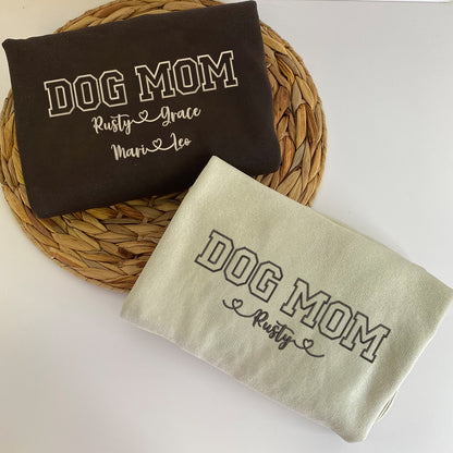 Custom Embroidered Dog Mom with Names Hoodie