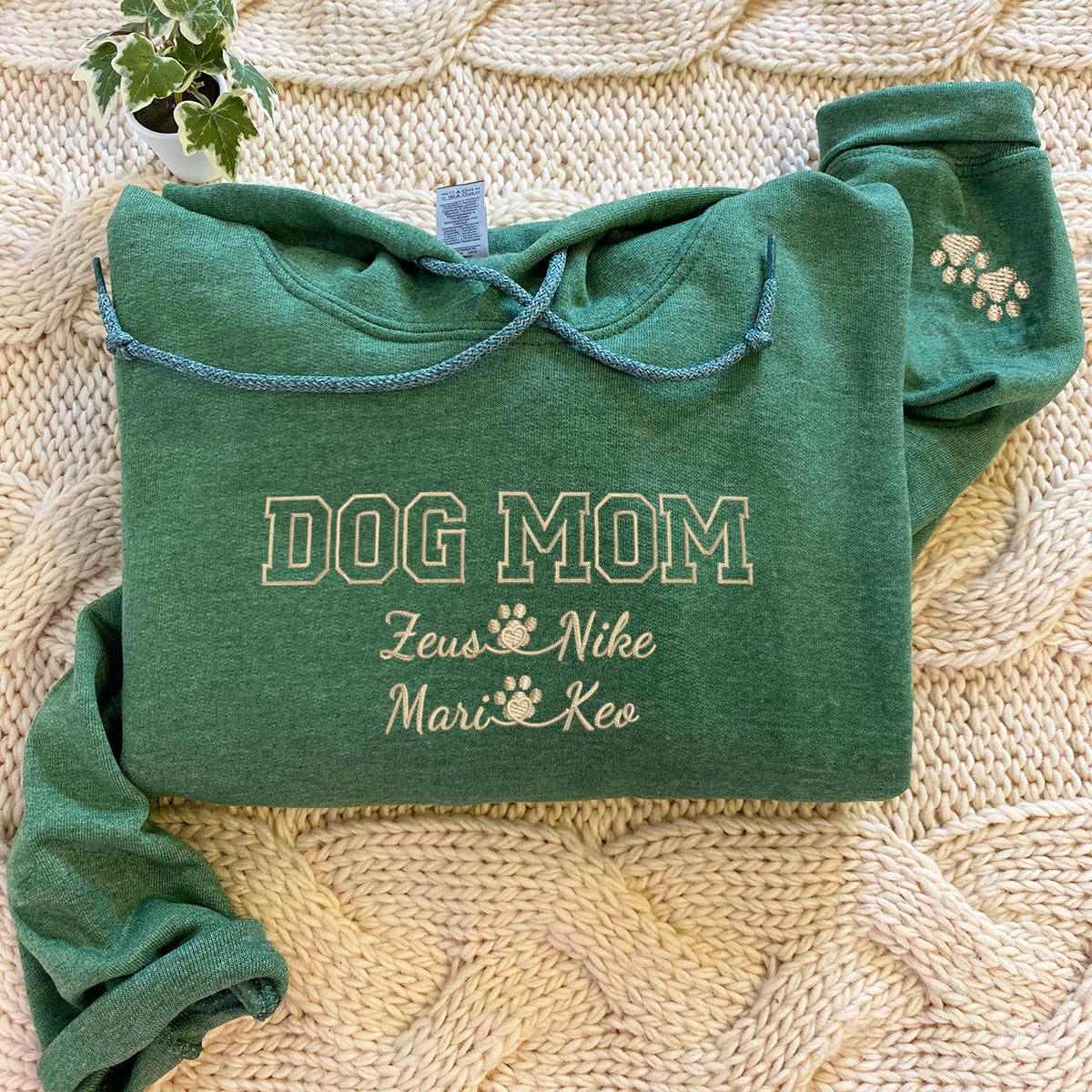 Custom Embroidered Dog Mom with Names Hoodie