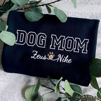 Custom Embroidered Dog Mom with Names Hoodie