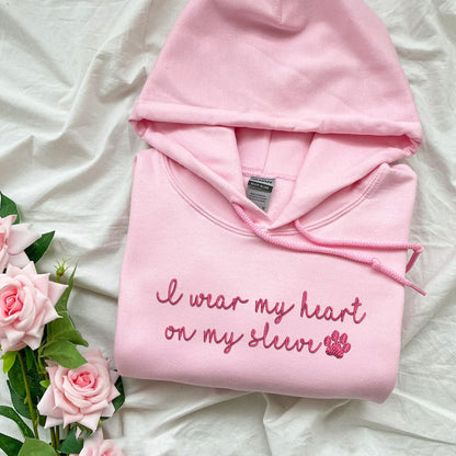 Custom Embroidered I Wear My Heart On My Sleeve Hoodie