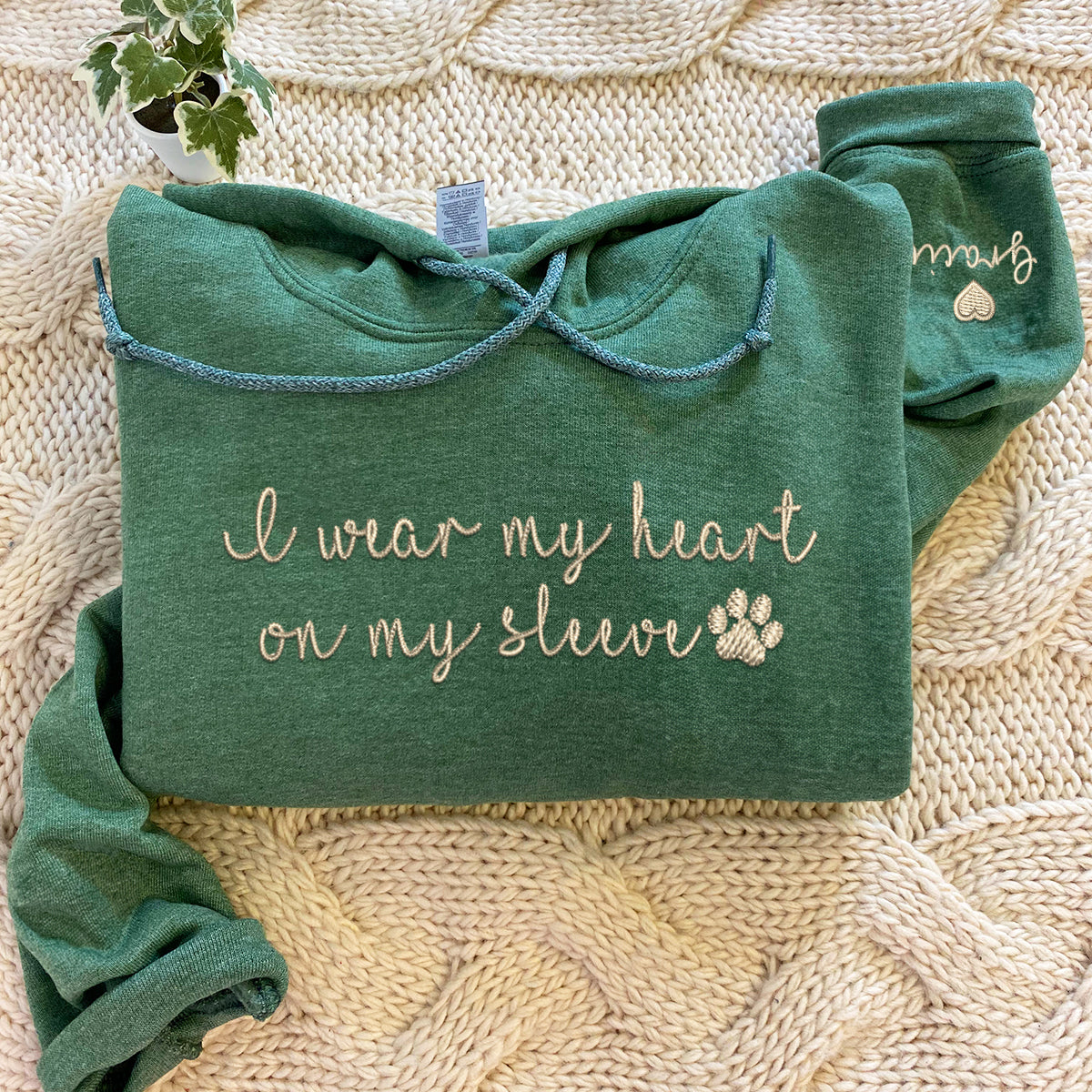 Custom Embroidered I Wear My Heart On My Sleeve Hoodie