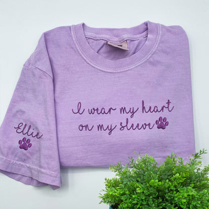 Custom Embroidered I Wear My Heart On My Sleeve T-Shirt