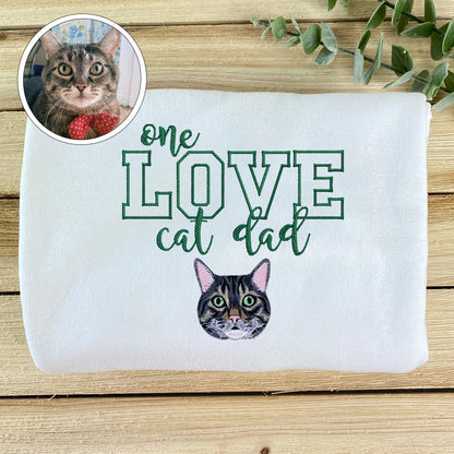 Custom Embroidered One Love Cat Dad Hoodie