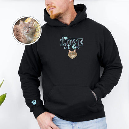 Custom Embroidered One Love Cat Dad Hoodie