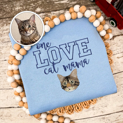 Custom Embroidered One Love Cat Mama Hoodie