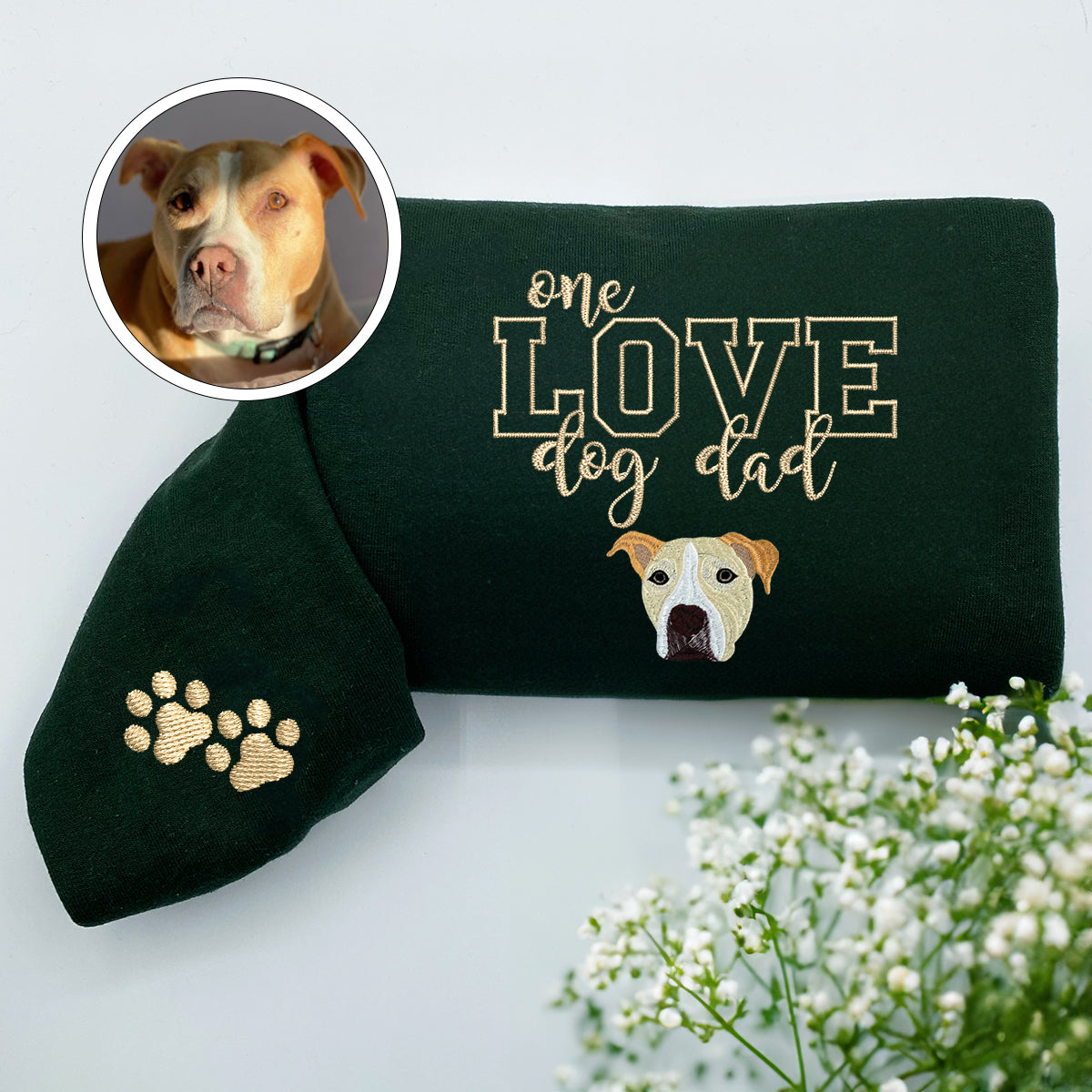 Custom Embroidered One Love Dog Dad Sweatshirt