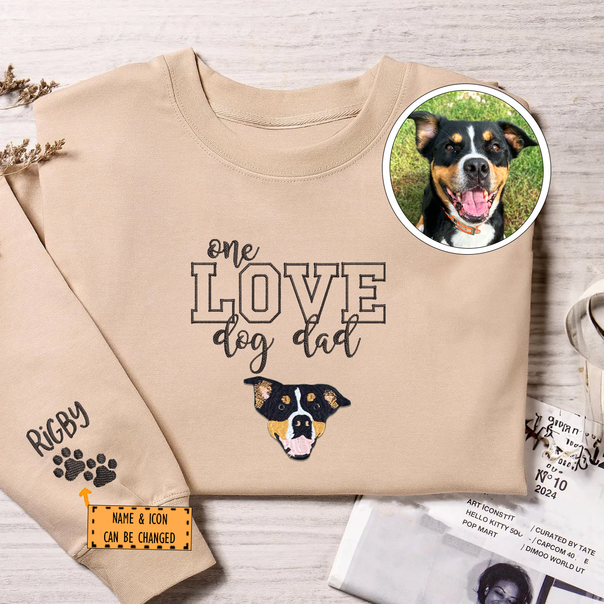 Custom Embroidered One Love Dog Dad Sweatshirt