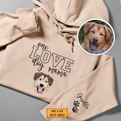 Custom Embroidered One Love Dog Mama Hoodie