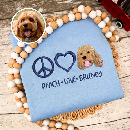 Custom Embroidered Peace Love Pet with Names Hoodie