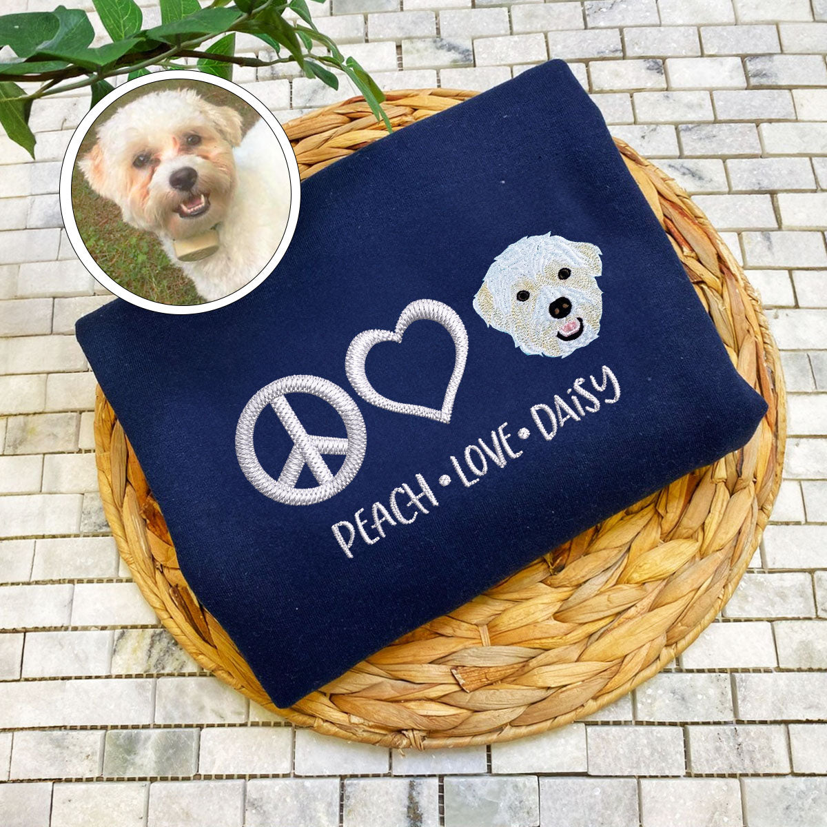 Custom Embroidered Peace Love Pet with Names Hoodie