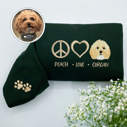 Custom Embroidered Peace Love Pet with Names Hoodie