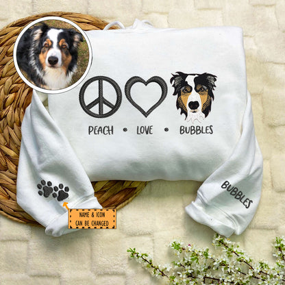 Custom Embroidered Peace Love Pet with Names Hoodie