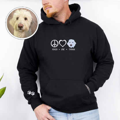 Custom Embroidered Peace Love Pet with Names Hoodie