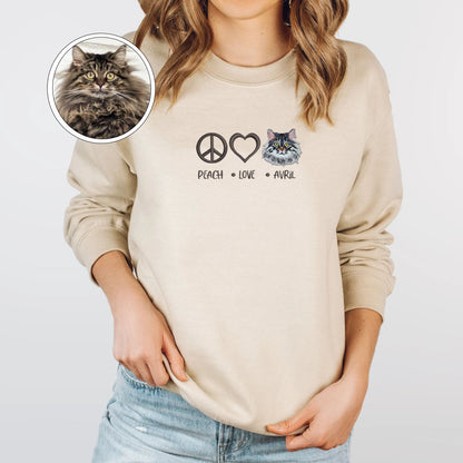 Custom Embroidered Peace Love Pet with Names Sweatshirt