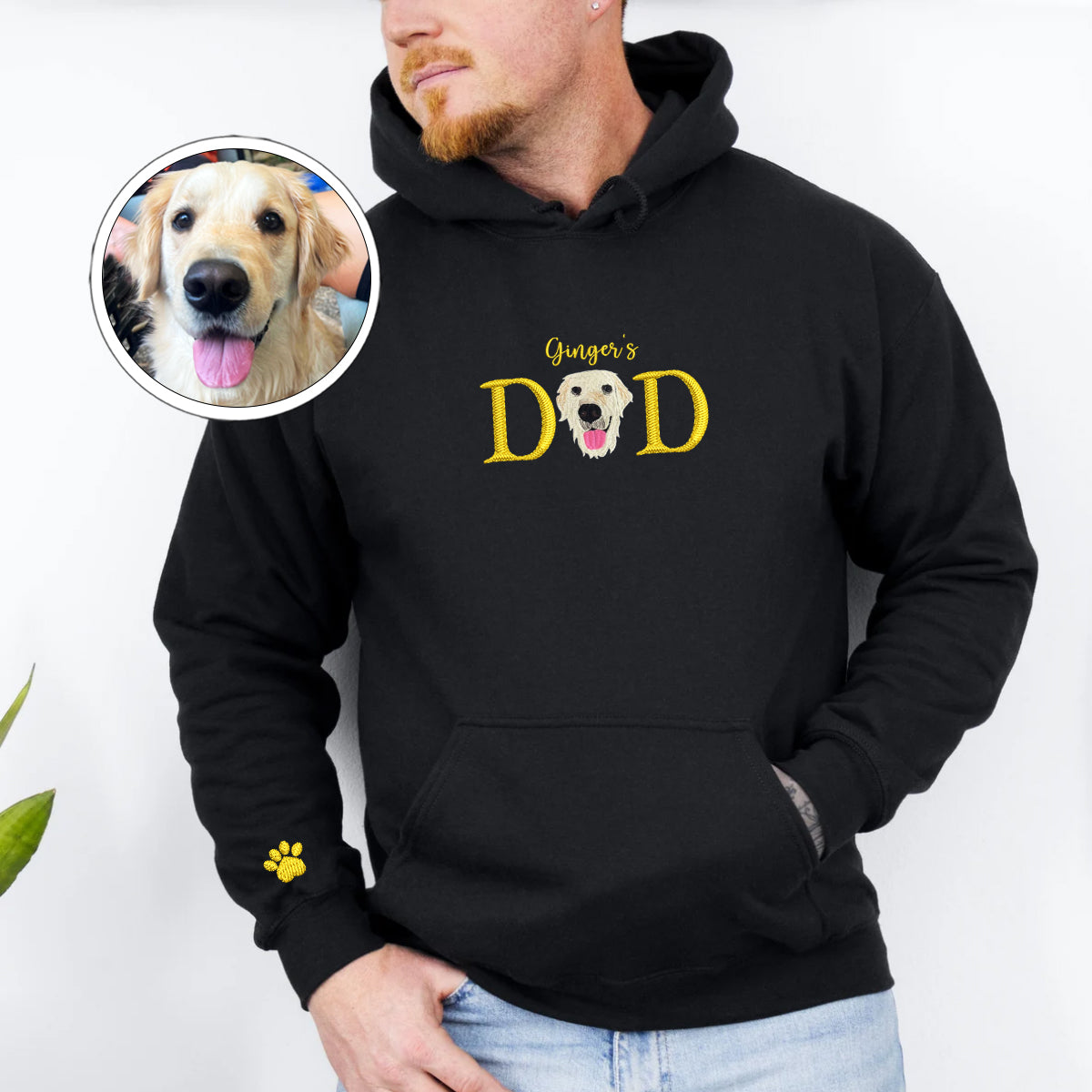 Custom Embroidered Pet Dad with Pet name Hoodie